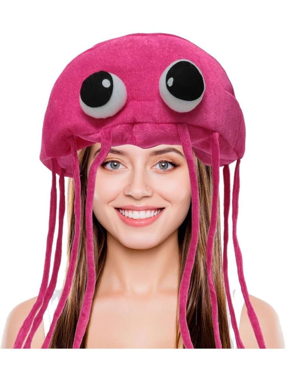 🎃Women's Jellyfish Hat Handmade Jellyfish Costume Party Hat Headwear (Pink)